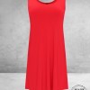 YOEK Mouwloze A-lijn Jurk Rood