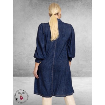 YOEK Jurk Met Strik Denim Dolce