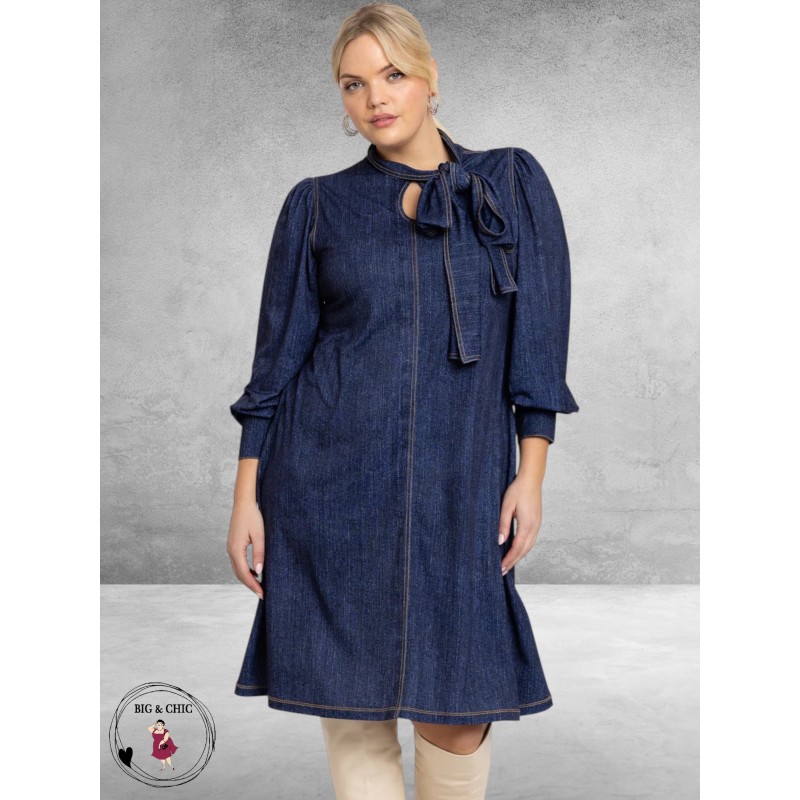 YOEK Jurk Met Strik Denim Dolce