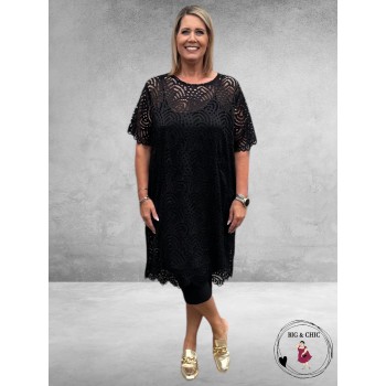 YOEK Jurk Broderie Zwart