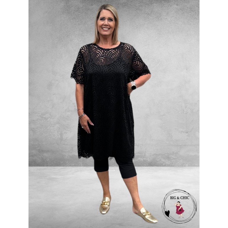 YOEK Jurk Broderie Zwart