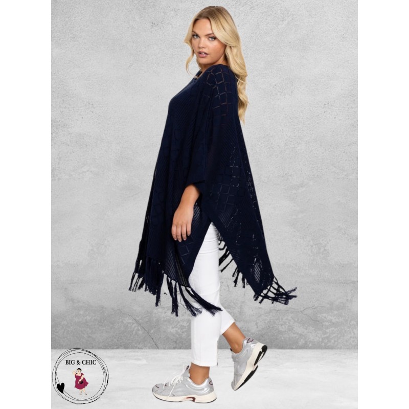 YOEK Poncho Knit Blauw