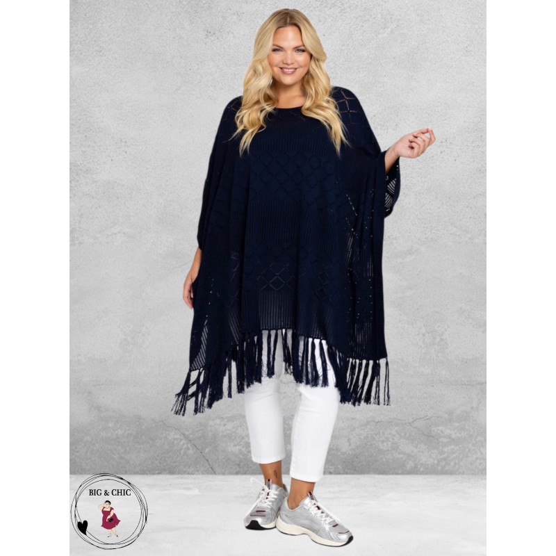 YOEK Poncho Knit Blauw