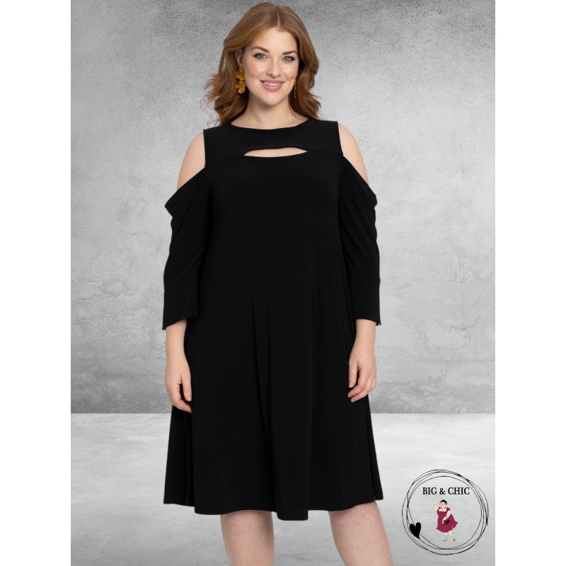 YOEK Jurk Zwart Cut-out