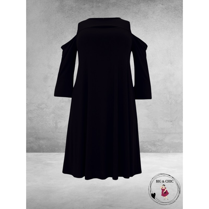 YOEK Jurk Zwart Cut-out