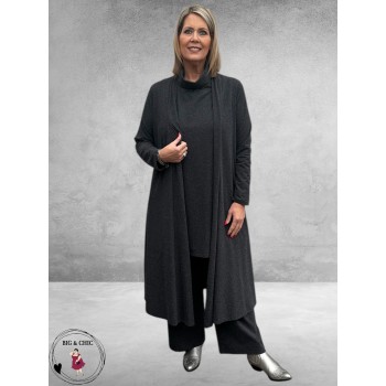 YOEK Cardigan Grijs Gemêleerd