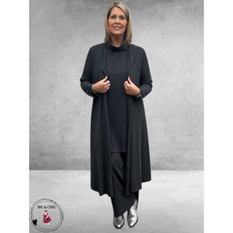 YOEK Cardigan Grijs Gemêleerd