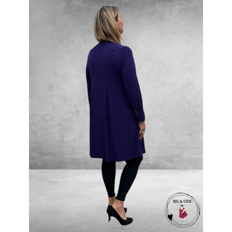 YOEK Jurk Grandad Collar Dolce Paars