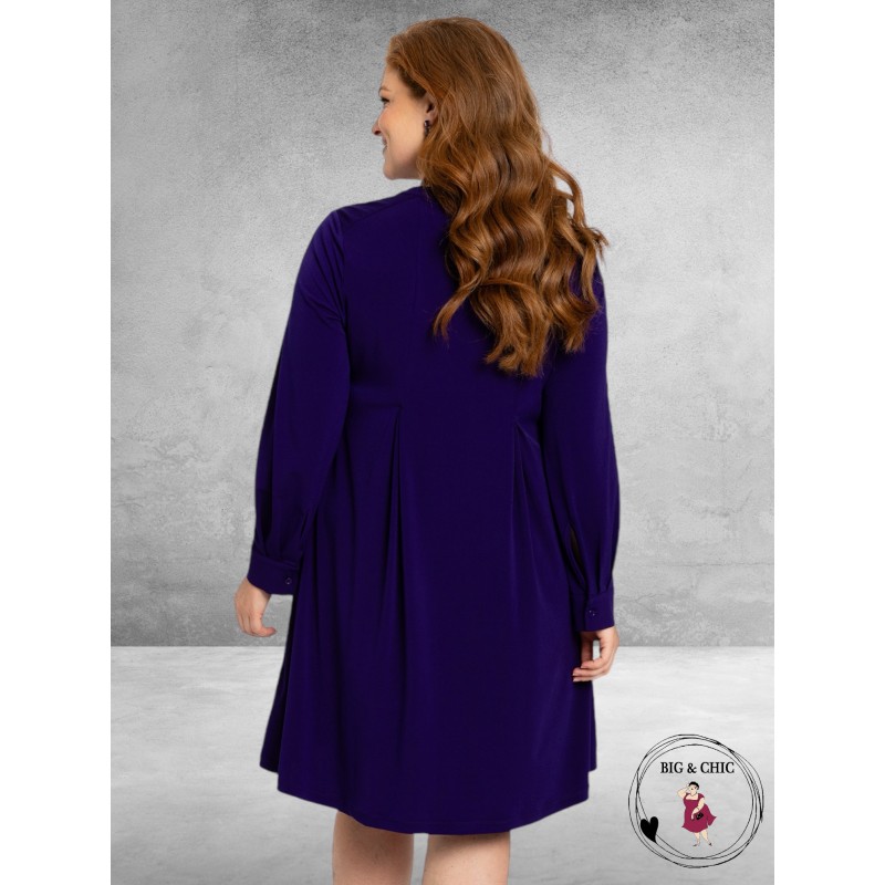 YOEK Jurk Grandad Collar Dolce Paars