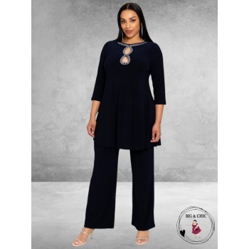 YOEK Tuniek Wide Bottom Beads Navy