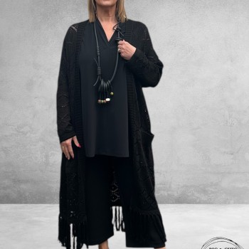 YOEK Cardigan Long Knit Zwart