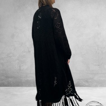 YOEK Cardigan Long Knit Zwart