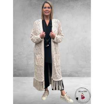 YOEK Cardigan Long Knit Zand/Beige