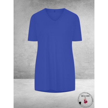 Plus Basics  Shirt Tee V-Neck BLUE JEANS