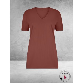 Plus Basics Travel Shirt V-Hals CACAO