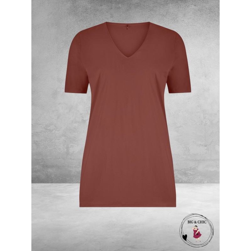Plus Basics Travel Shirt V-Hals CACAO