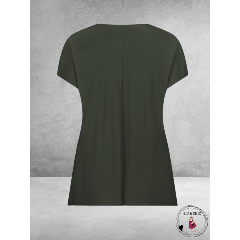 Plus Basics  Top/Shirt SS Travel Light Khaki