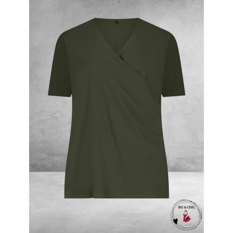 Plus Basics Wrap Top Khaki