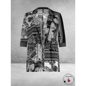 Plus Basics Blazer Roll-Up Conta Flower