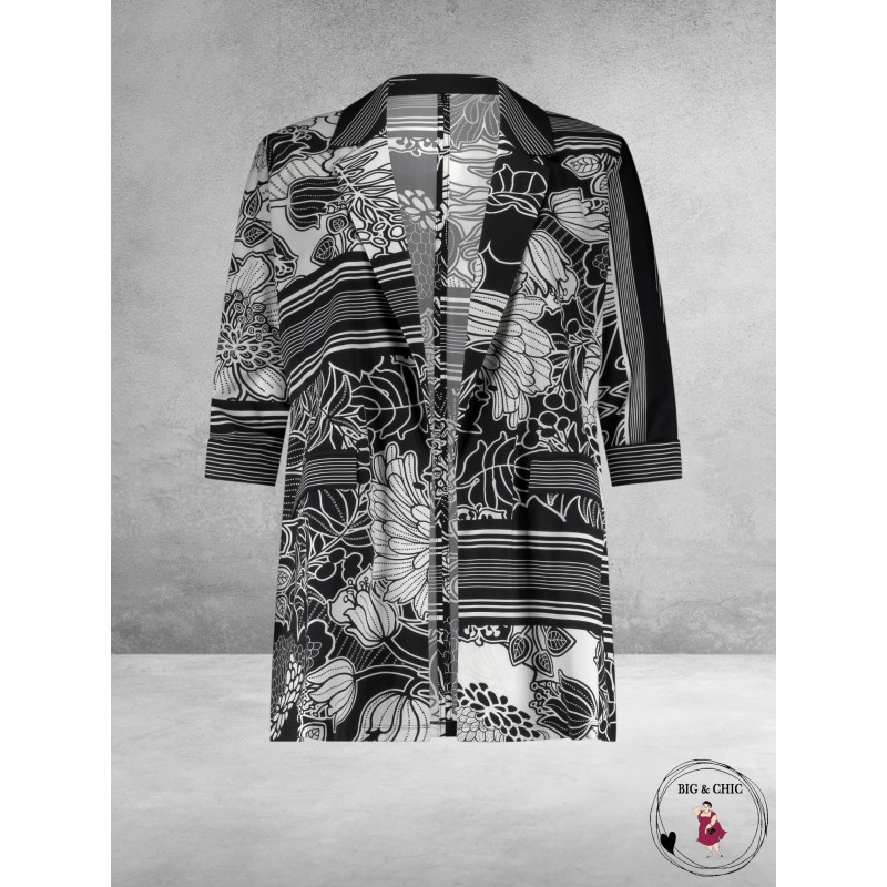 Plus Basics Blazer Roll-Up Conta Flower