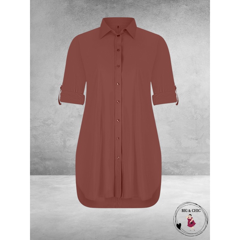 PLUS BASICS Blouse Long Cacao