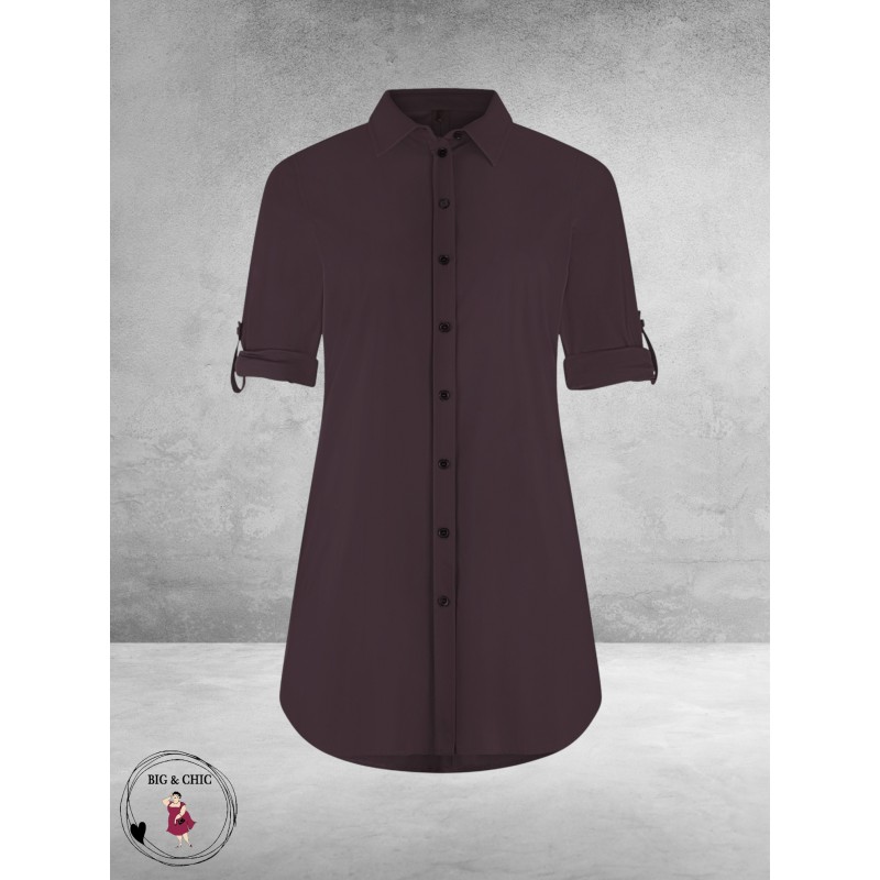 PLUS BASICS Blouse Long Prune