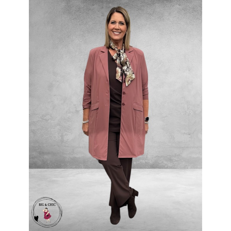 Plus Basics Blazer Long Jacket Mauve