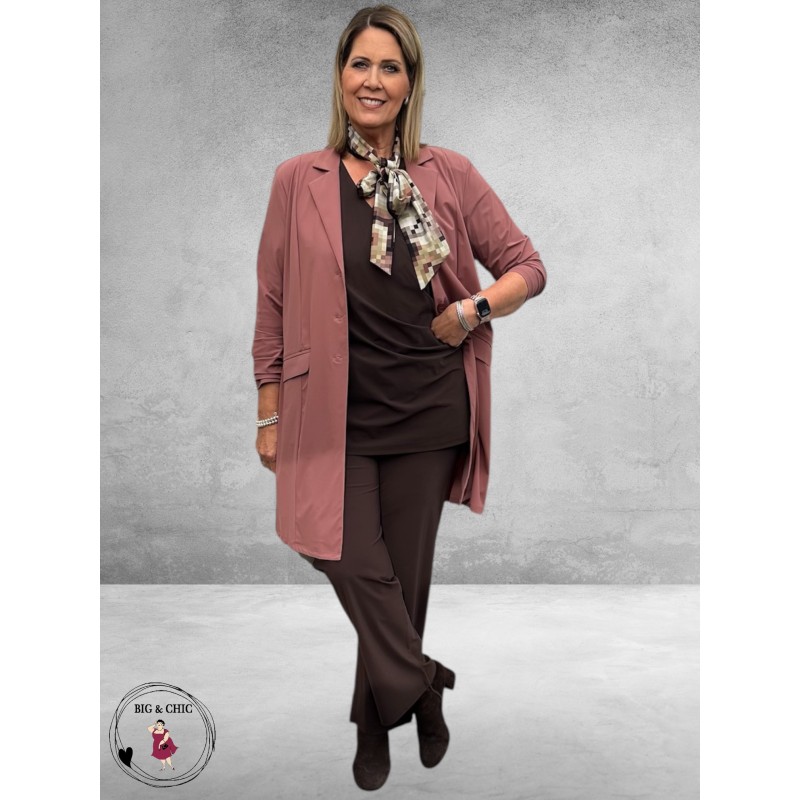 Plus Basics Blazer Long Jacket Mauve