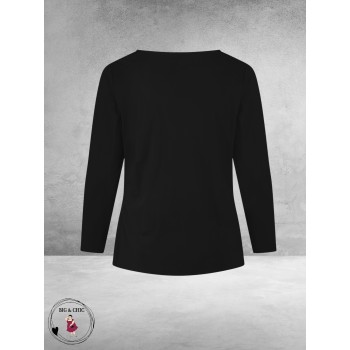 Plus Basics  Shirt Twisted Langemouw ZWART