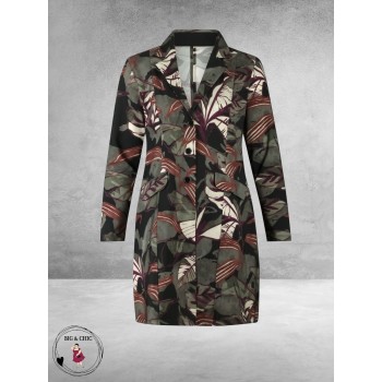 Plus Basics Blazer Long Jacket Mystic Leaves