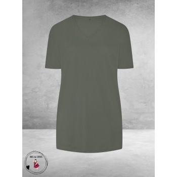 Plus Basics Travel Shirt V-Neck Hals Mud