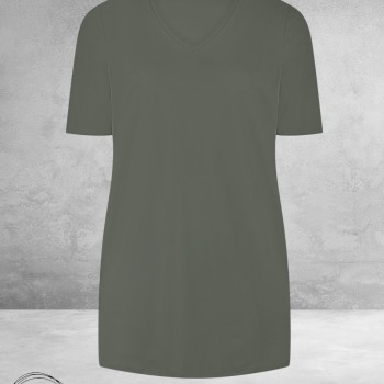 Plus Basics Travel Shirt V-Neck Hals Mud