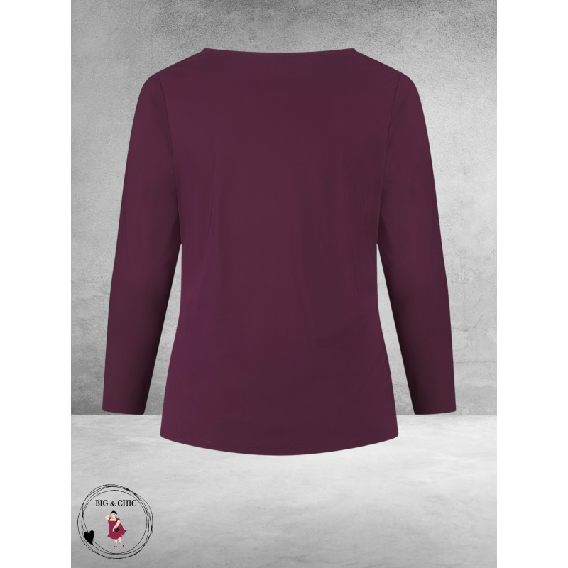 Plus Basics  Shirt Twisted Langemouw Burgundy