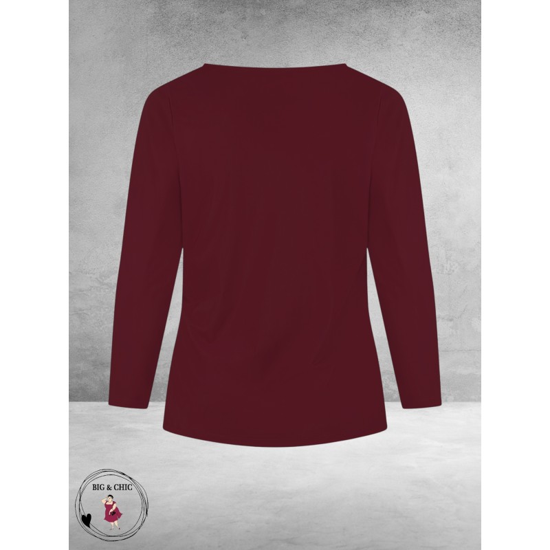 PLUS BASICS Shirt Tee V Slim Langmouw Berry