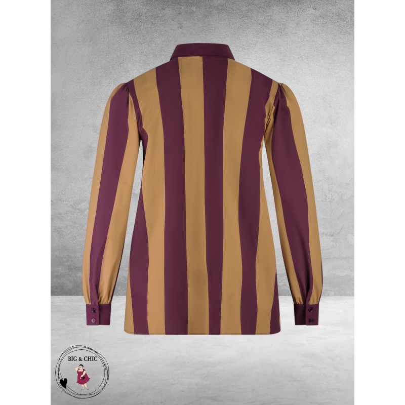 PLUS BASICS Shirt Puffed Block Stripe