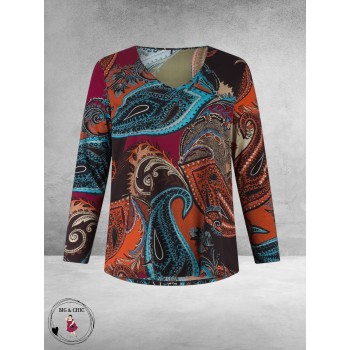 PLUS BASICS Shirt Tee V Slim Langmouw Liberty