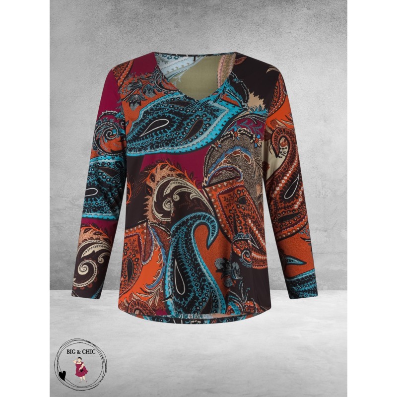 PLUS BASICS Shirt Tee V Slim Langmouw Liberty