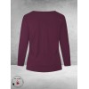 PLUS BASICS Shirt Tee V Slim Langmouw Burgundy