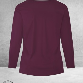 PLUS BASICS Shirt Tee V Slim Langmouw Burgundy