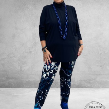 PLUS BASICS Shirt TURTLE NECK NAVY