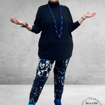 PLUS BASICS Shirt TURTLE NECK NAVY