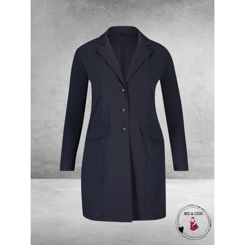 Plus Basics Blazer Long Jacket NAVY