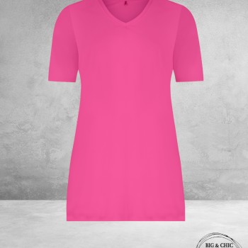 Plus Basics Travel Shirt V- Hals Fuchsia