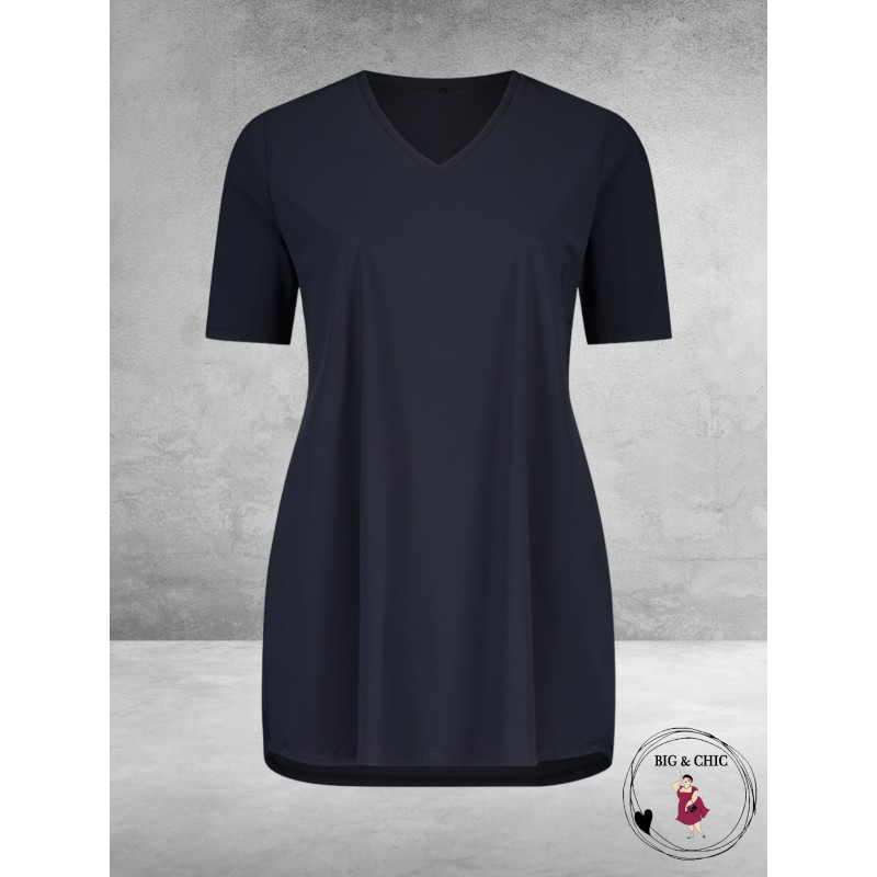 Plus Basics  Shirt Tee V-Neck Navy