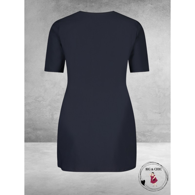 Plus Basics  Shirt Tee V-Neck Navy