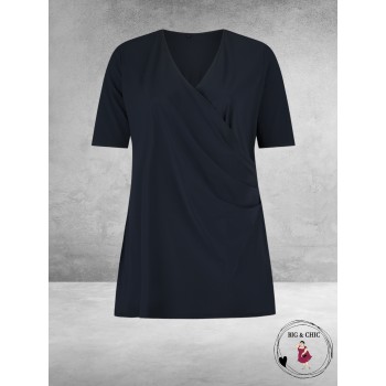 Plus Basics Wrap Top NAVY