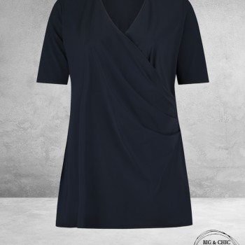 Plus Basics Wrap Top NAVY