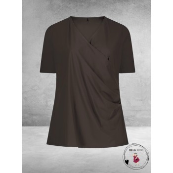 Plus Basics Wrap Top CHOCLAT