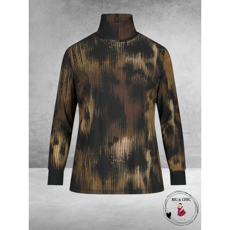 PLUS BASICS Shirt TURTLE NECK WINTER PLISSE